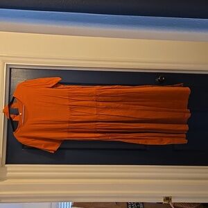 L Rust Tiered Tie Dress